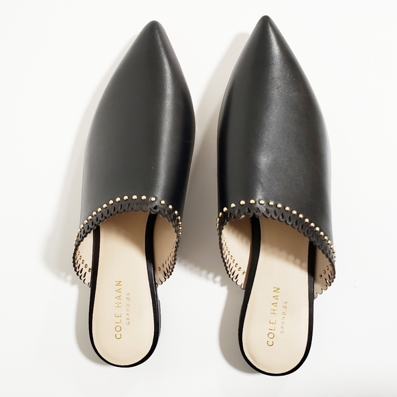 NWOB COLE HAAN Raelyn Leather Black Mules - Picture 4 of 7